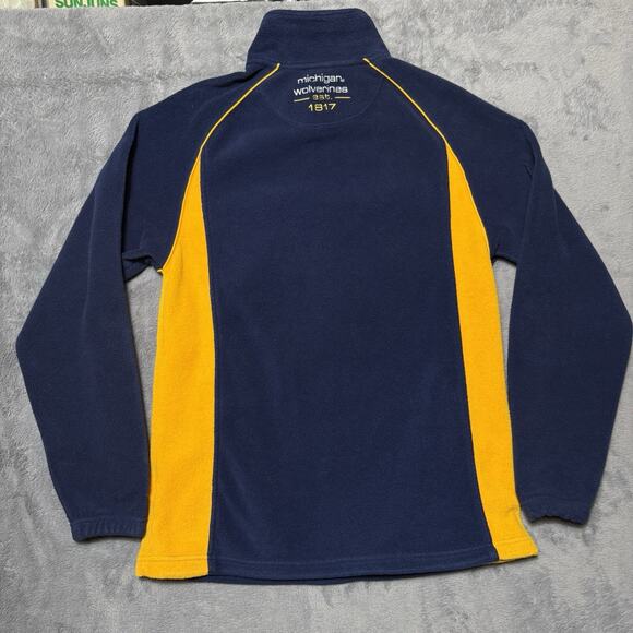 Starter University of Michigan Wolverines Quarter Zip Fleece Navy Maize Mens M - Picture 7 of 15